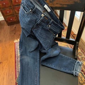 *SOLD* LOFT Modern Skinny double fringe hem jeans